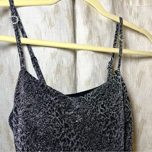 Sparkle Black Leopard Metallic Midi Dress - Picture 4 of 6